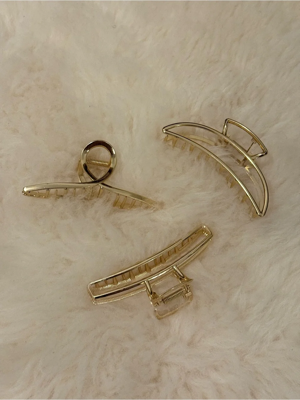 BRAND NEW Set of 3 New Geometric Gold Claw Clips - Minimalist Hair Accessories⁠